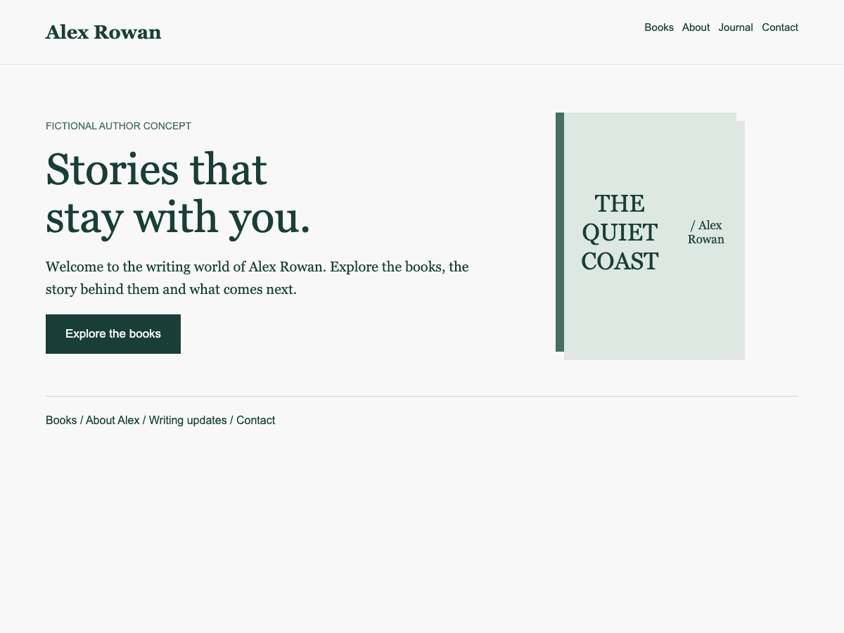 Author homepage: illustrative concept, not a verified client project