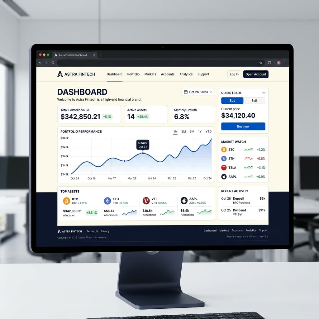 Business dashboard: illustrative concept, not a verified client project