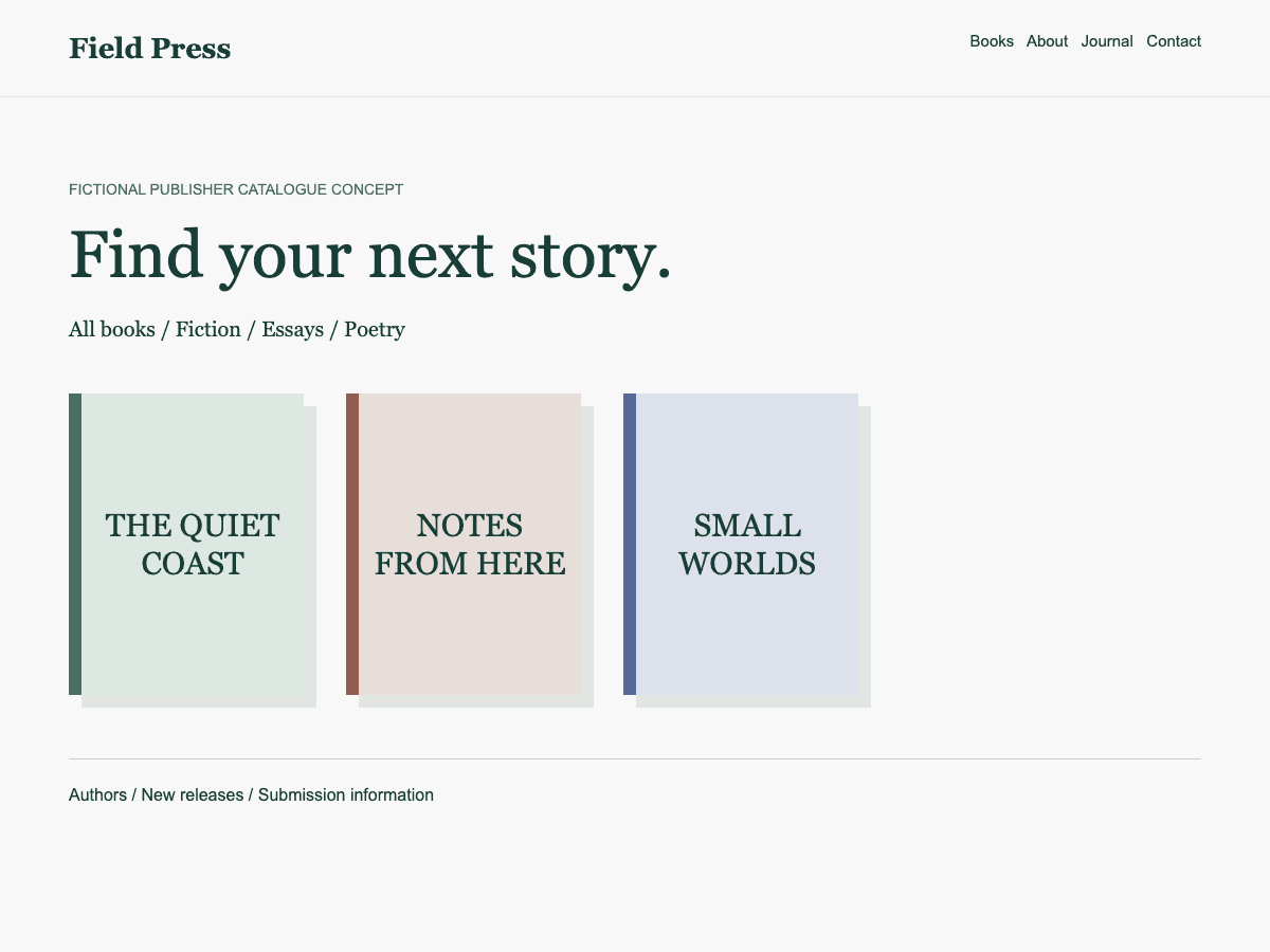 Publisher catalogue: illustrative concept, not a verified client project
